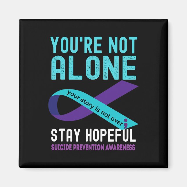 Teal Purple Ribbon Support Suicide Prevention Awar Magnet (Front)
