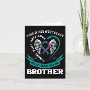 Teal Purple Ribbon Wing Suicide Awareness Preventi Card