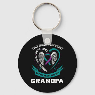Teal Purple Ribbon Wing Suicide Awareness Preventi Key Ring