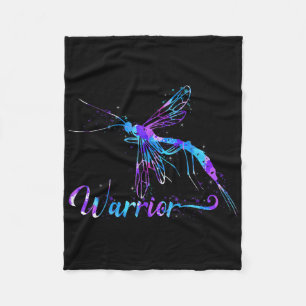 Teal Purple Semicolon Dragonfly Suicide Prevention Fleece Blanket