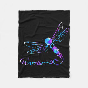 Teal Purple Semicolon Dragonfly Suicide Prevention Fleece Blanket