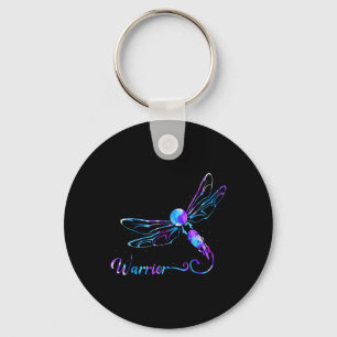 Teal Purple Semicolon Dragonfly Suicide Prevention Key Ring