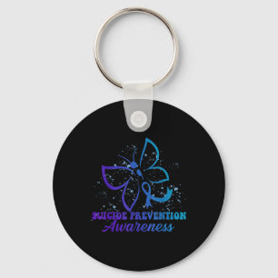 Teal Purple Semicolon Dragonfly Suicide Prevention Key Ring