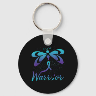 Teal Purple Semicolon Dragonfly Suicide Prevention Key Ring