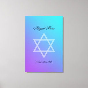 Teal Purple Star of David Bat Mitzvah Sign In