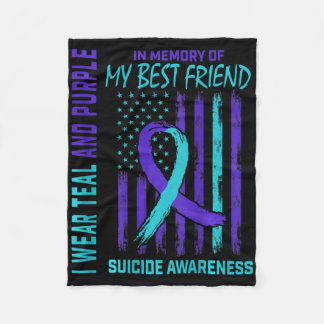 Teal Purple Suicide Awareness Flag Best Friend Ck  Fleece Blanket