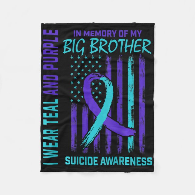Teal Purple Suicide Awareness Flag Big Brother Ck  Fleece Blanket (Front)
