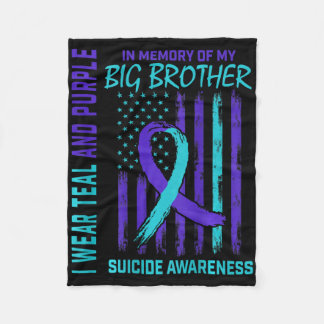 Teal Purple Suicide Awareness Flag Big Brother Ck  Fleece Blanket