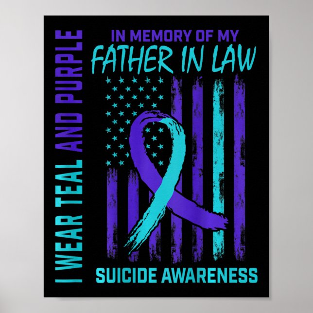Teal Purple Suicide Awareness Flag Father In Law C Poster (Front)