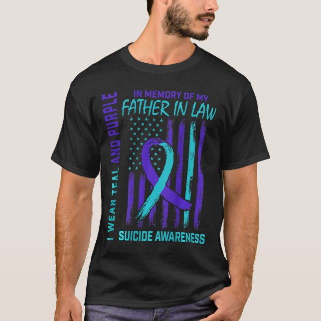 Teal Purple Suicide Awareness Flag Father In Law C T-Shirt (Front)