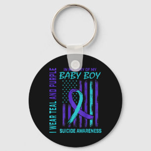 Teal Purple Suicide Awareness Flag Son  Key Ring