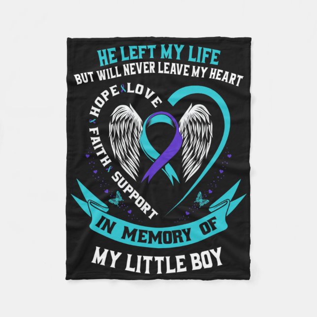 Teal Purple Suicide Awareness Little Boy Loss Of S Fleece Blanket (Front)