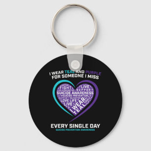 Teal Purple Suicide Awareness Loved Ones Loving Me Key Ring