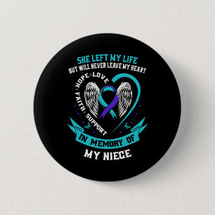 Teal Purple Suicide Awareness Ribbon Niece Memoria 6 Cm Round Badge