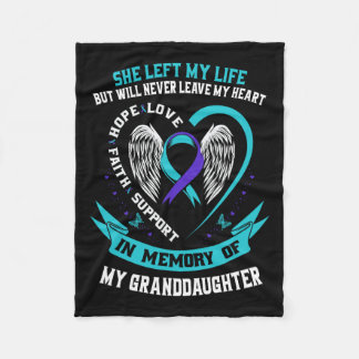 Teal Purple Suicide Awareness Shirt Granddaughter  Fleece Blanket
