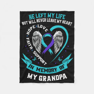 Teal Purple Suicide Awareness Shirt Grandpa Preven Fleece Blanket