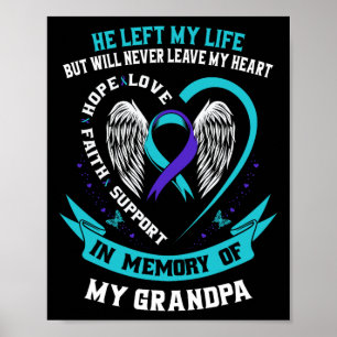 Teal Purple Suicide Awareness Shirt Grandpa Preven Poster