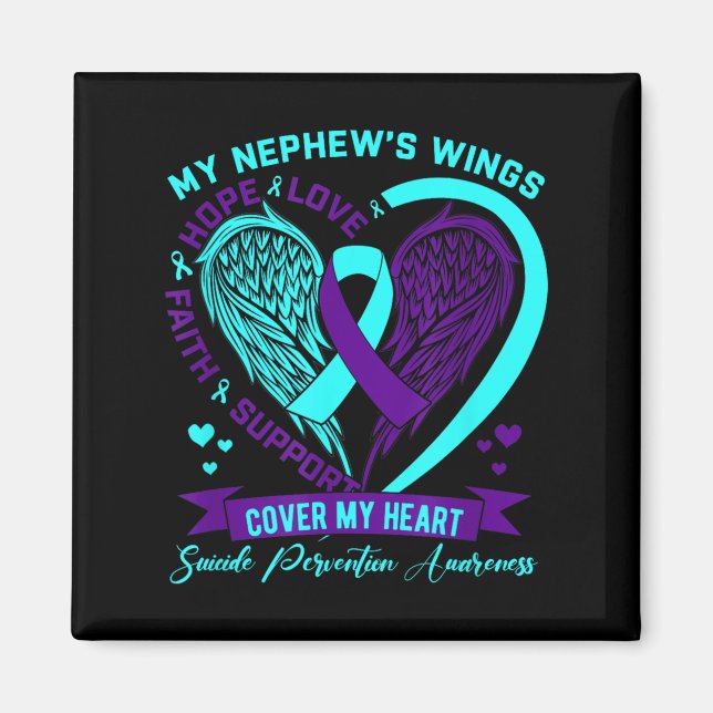 Teal Purple Suicide Prevention Awareness Nephew He Magnet (Front)