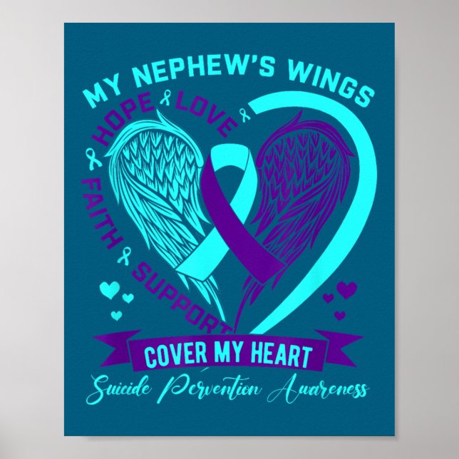 Teal Purple Suicide Prevention Awareness Nephew He Poster (Front)