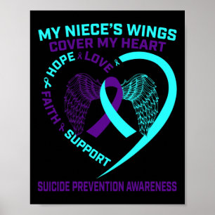 Teal Purple Suicide Prevention Awareness Niece Hea Poster