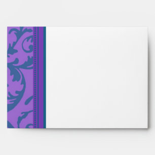 Teal Purple Swirl Wedding Envelope