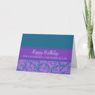 Teal Purple Swirls Daughter in Law Birthday Card