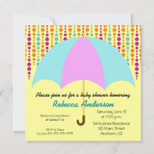 Teal & Purple Umbrella Baby Shower Invitation