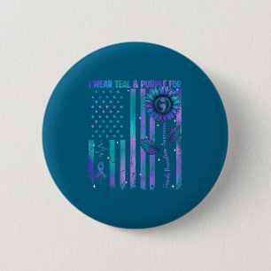 Teal Purple Us Usa Flag Suicide Prevention Awarene 6 Cm Round Badge