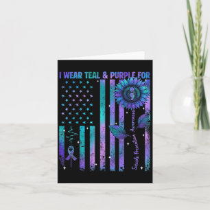 Teal Purple Us Usa Flag Suicide Prevention Awarene Card