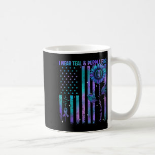 Teal Purple Us Usa Flag Suicide Prevention Awarene Coffee Mug