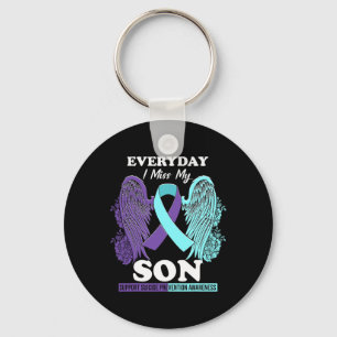 Teal Purple Wing Miss Love Son Suicide Prevention Key Ring