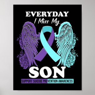 Teal Purple Wing Miss Love Son Suicide Prevention Poster