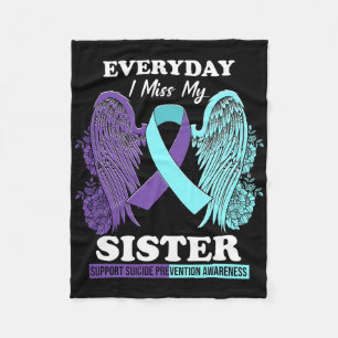 Teal Purple Wing Miss Sister Suicide Prevention Aw Fleece Blanket