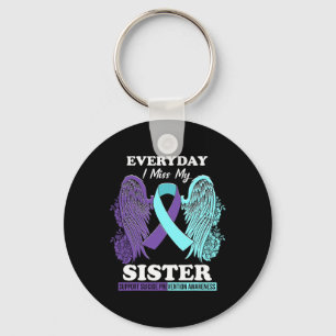 Teal Purple Wing Miss Sister Suicide Prevention Aw Key Ring