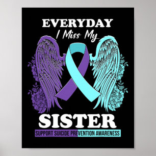 Teal Purple Wing Miss Sister Suicide Prevention Aw Poster