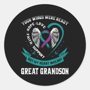 Teal Purple Wing Suicide Awareness Prevention Grea Classic Round Sticker