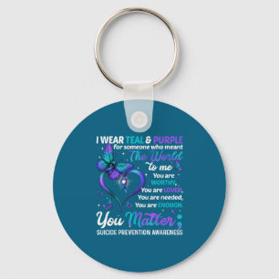 Teal Purple You Suicide Prevention Awareness Month Key Ring