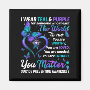Teal Purple You Suicide Prevention Awareness Month Magnet