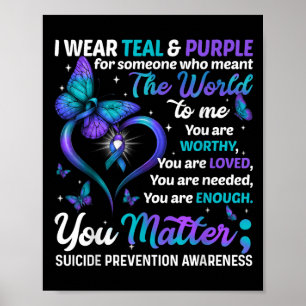 Teal Purple You Suicide Prevention Awareness Month Poster