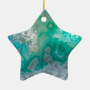 Teal Quartz Geode Ceramic Tree Decoration