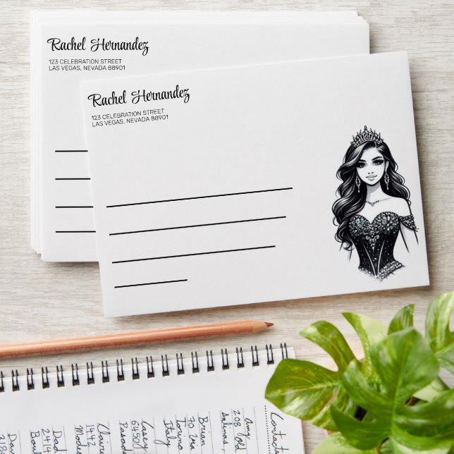 Teal Quinceañera Girl Envelope (Stacked)