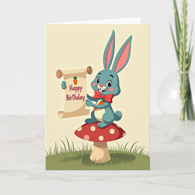 Teal Rabbit Birthday Card (Front)