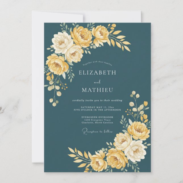 Teal Radiant Autumn Wedding Invitation (Front)