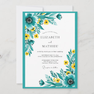 Teal Radiant Meadow Wedding Invitation