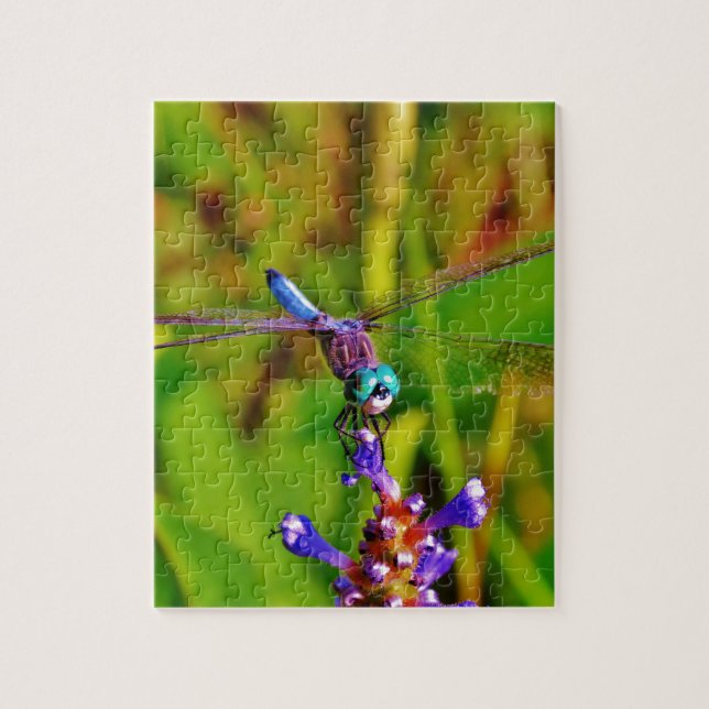 Teal Rainbow Dragonfly Jigsaw Puzzle (Vertical)