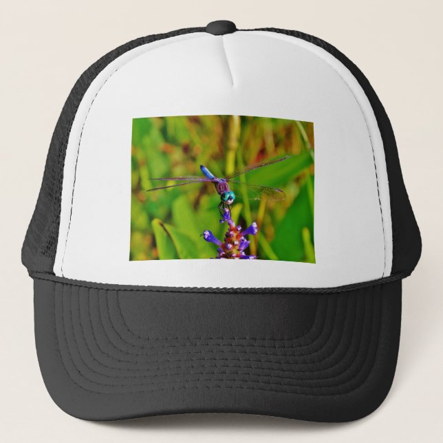 Teal Rainbow Dragonfly Trucker Hat (Front)