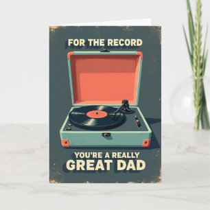 Teal Record Player Great Dad Card