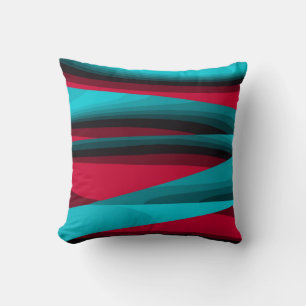 Teal-Red Abstract Cushion