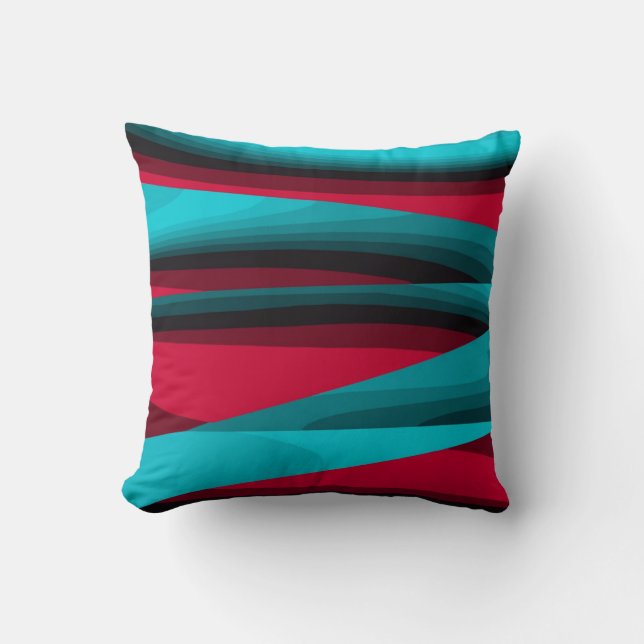 Teal-Red Abstract Cushion (Front)