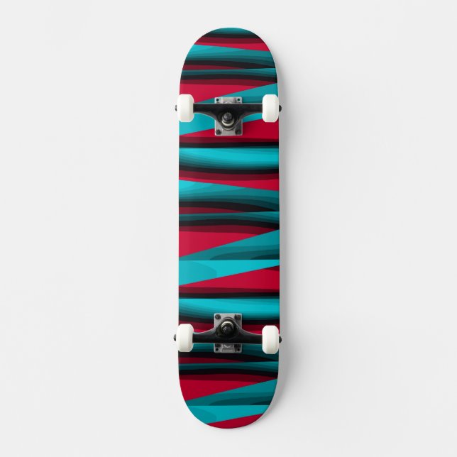 Teal-Red Abstract Skateboard (Front)